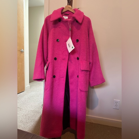 Topshop Double Breasted Tie Waist Coat - Picture 2 of 6